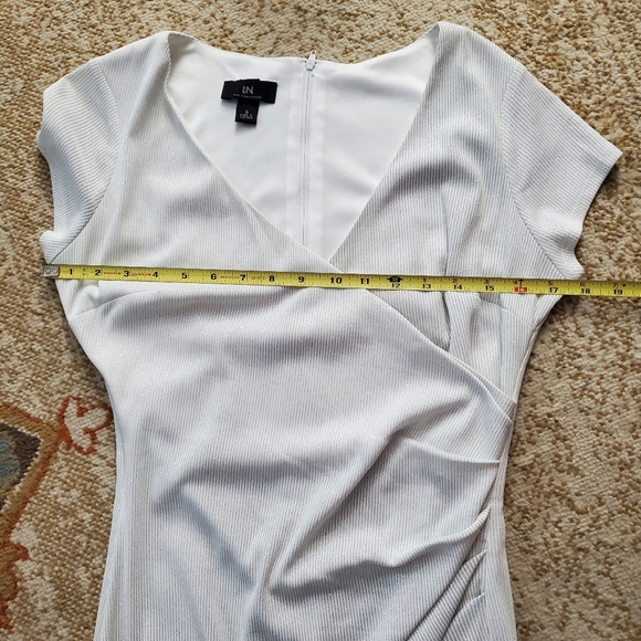 I.N. SAN FRANCISCO Vtg Surplice Faux Wrap Glitter Stripes Ruched Asymmetric 9 - Picture 9 of 13